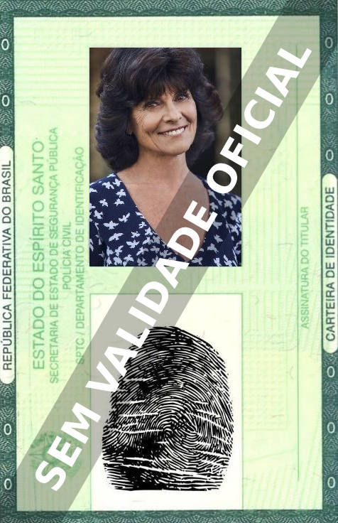 Imagem hipotética representando a carteira de identidade de Adrienne Barbeau