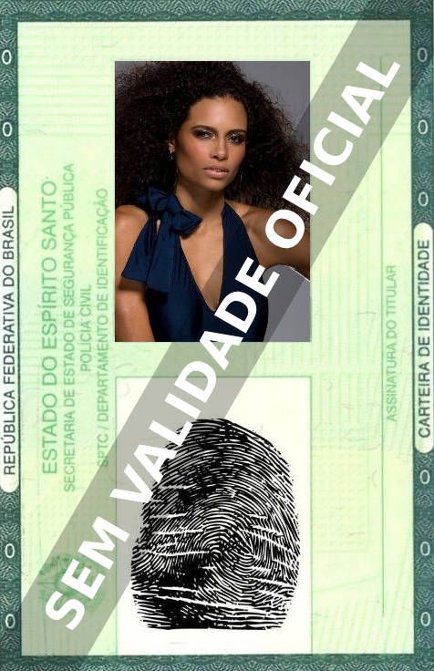 Imagem hipotética representando a carteira de identidade de Aisha Jambo
