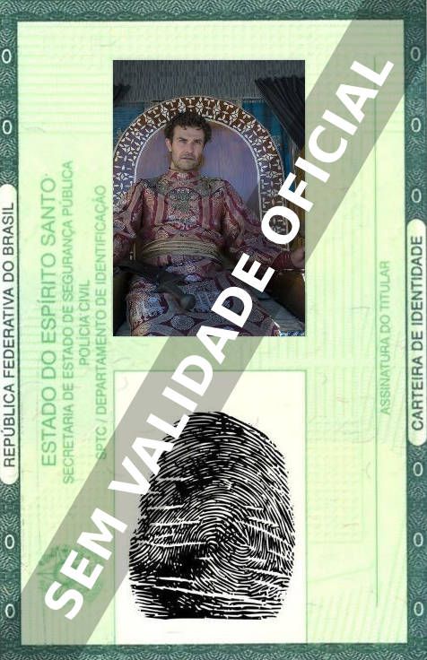 Imagem hipotética representando a carteira de identidade de Albano Jerónimo