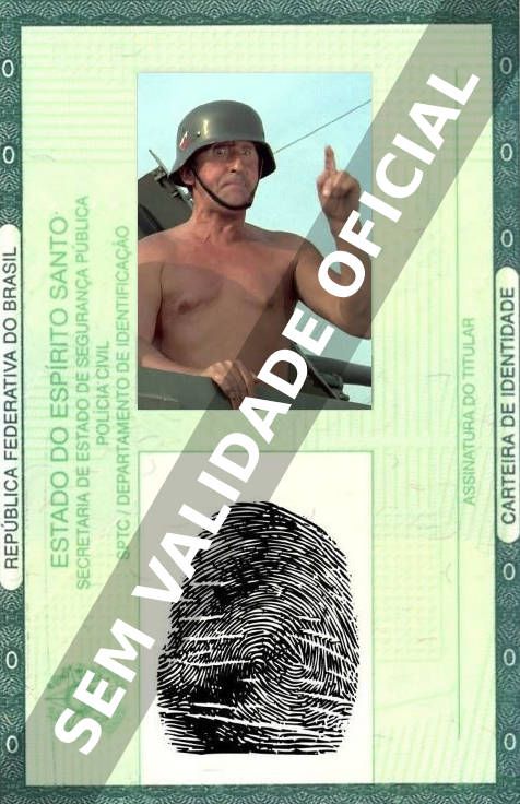 Imagem hipotética representando a carteira de identidade de Aldo Maccione