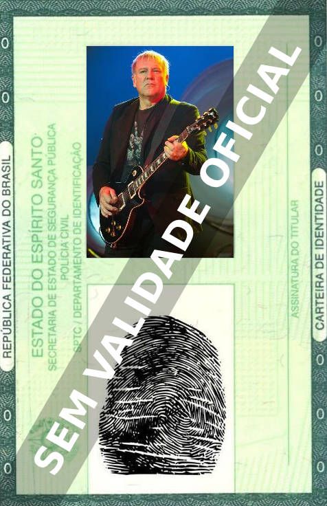 Imagem hipotética representando a carteira de identidade de Alex Lifeson