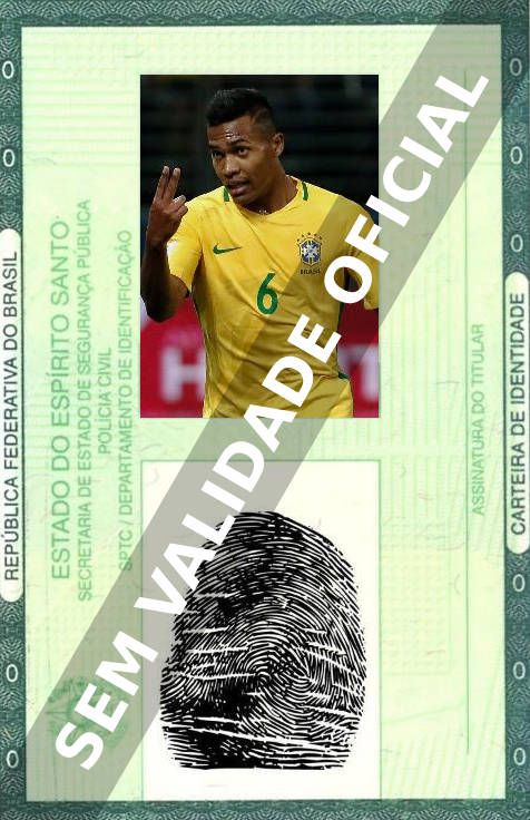 Imagem hipotética representando a carteira de identidade de Alex Sandro
