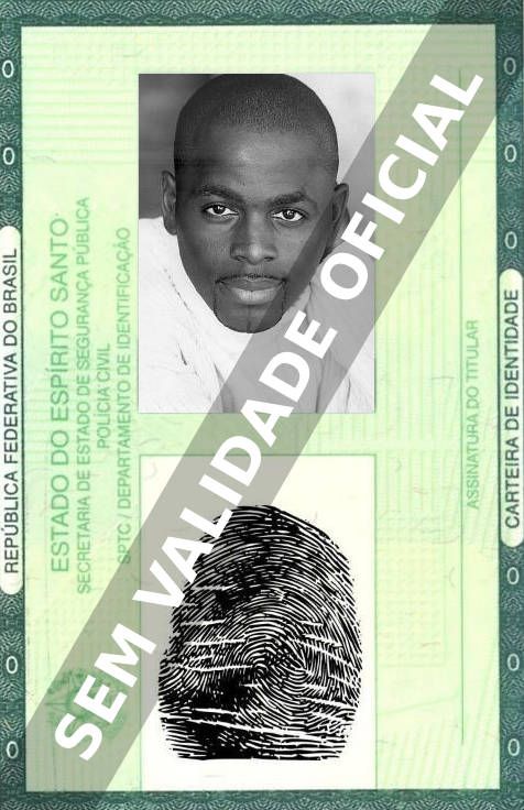 Imagem hipotética representando a carteira de identidade de Alimi Ballard