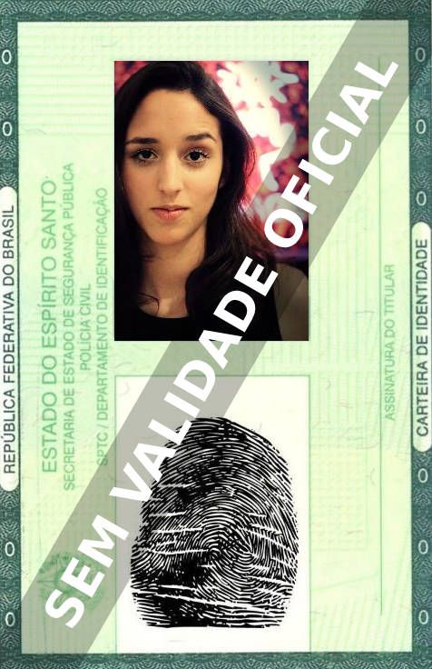 Imagem hipotética representando a carteira de identidade de Amanda Brum