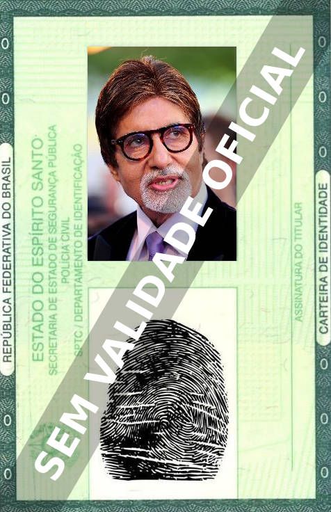 Imagem hipotética representando a carteira de identidade de Amitabh Bachchan