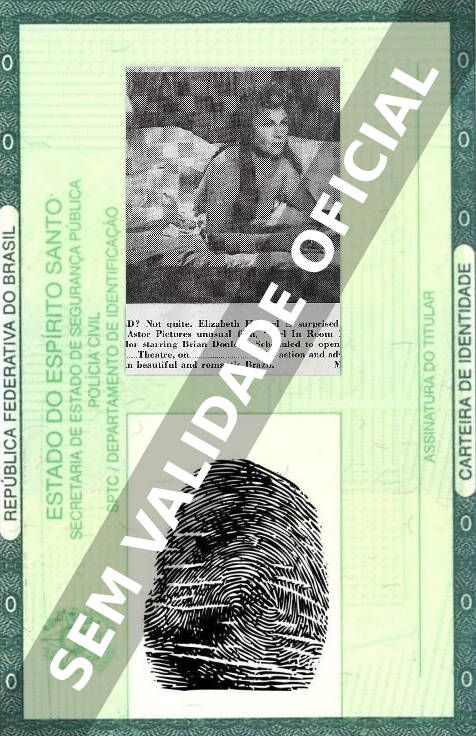 Imagem hipotética representando a carteira de identidade de Andrea Bayard
