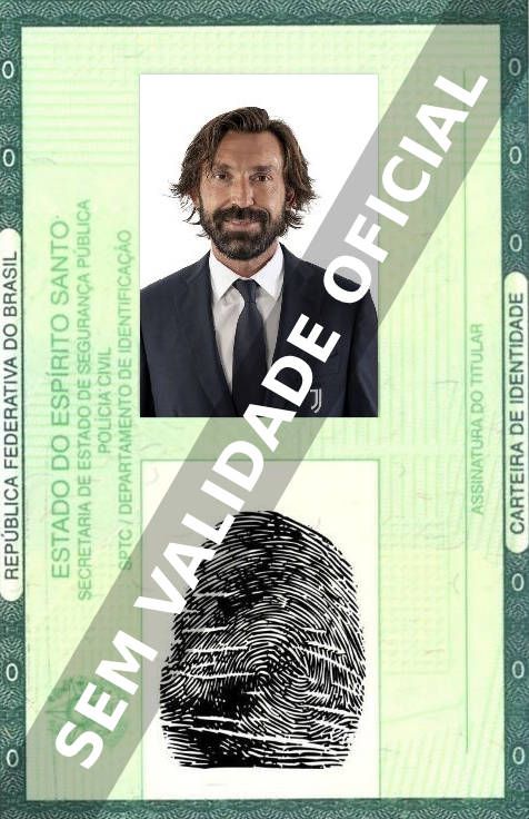 Imagem hipotética representando a carteira de identidade de Andrea Pirlo