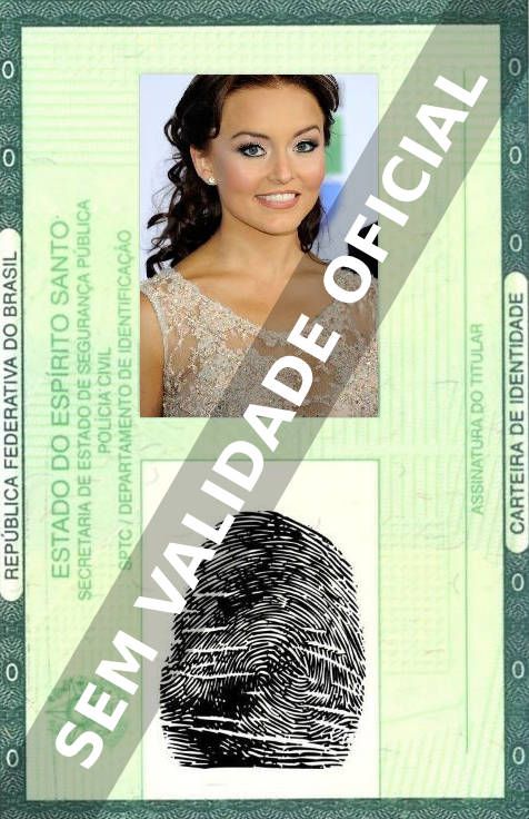 Imagem hipotética representando a carteira de identidade de Angelique Boyer
