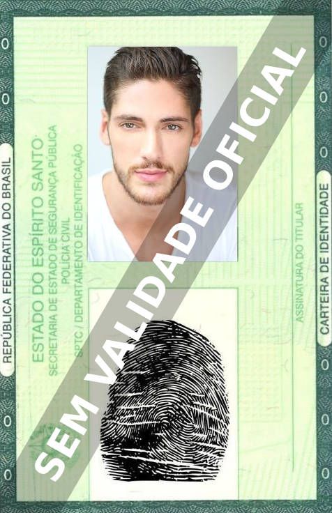 Imagem hipotética representando a carteira de identidade de Ângelo Rodrigues