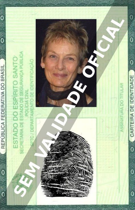Imagem hipotética representando a carteira de identidade de Ann Firbank