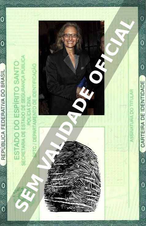 Imagem hipotética representando a carteira de identidade de Annie Leibovitz