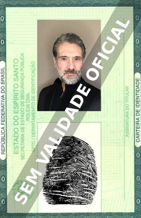 Imagem hipotética representando a carteira de identidade de Anthony Crivello