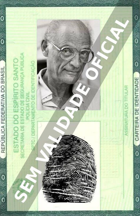 Imagem hipotética representando a carteira de identidade de Arthur Miller