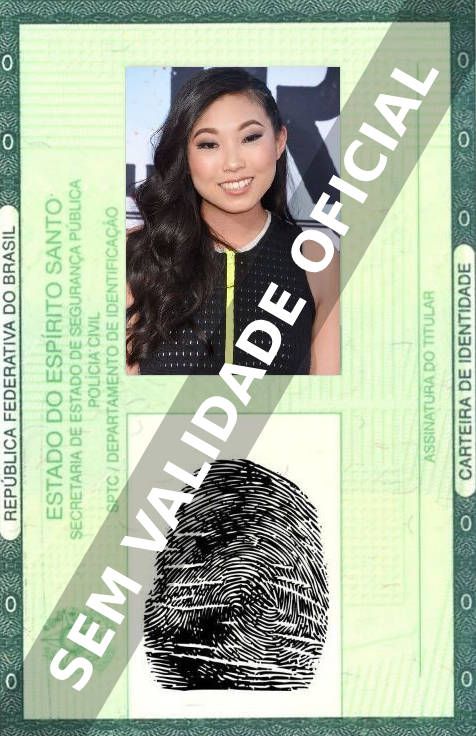Imagem hipotética representando a carteira de identidade de Awkwafina