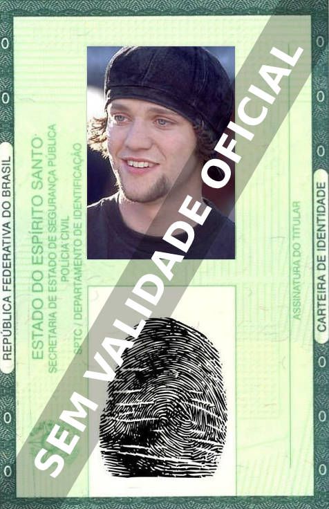 Imagem hipotética representando a carteira de identidade de Bam Margera
