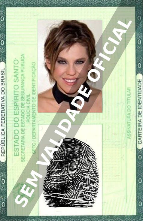Imagem hipotética representando a carteira de identidade de Bárbara Paz