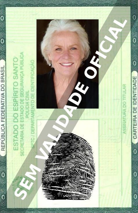Imagem hipotética representando a carteira de identidade de Barbara Tarbuck