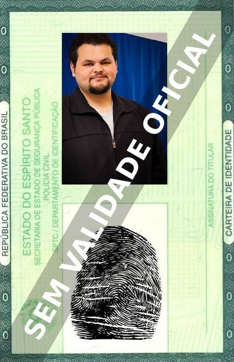 Imagem hipotética representando a carteira de identidade de Beto Perocini