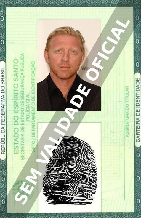 Imagem hipotética representando a carteira de identidade de Boris Becker