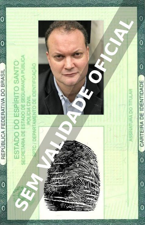 Imagem hipotética representando a carteira de identidade de Brian Faherty