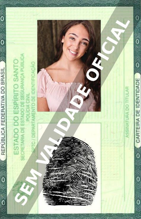 Imagem hipotética representando a carteira de identidade de Brianna Daguanno