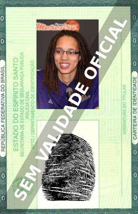 Imagem hipotética representando a carteira de identidade de Brittney Griner