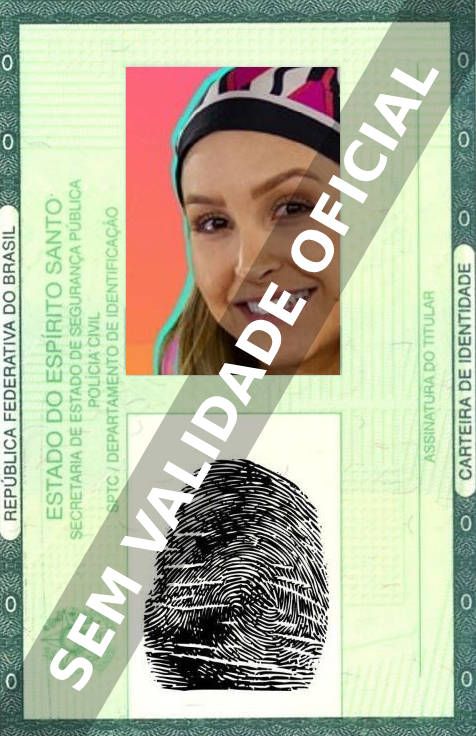 Imagem hipotética representando a carteira de identidade de Carla Diaz