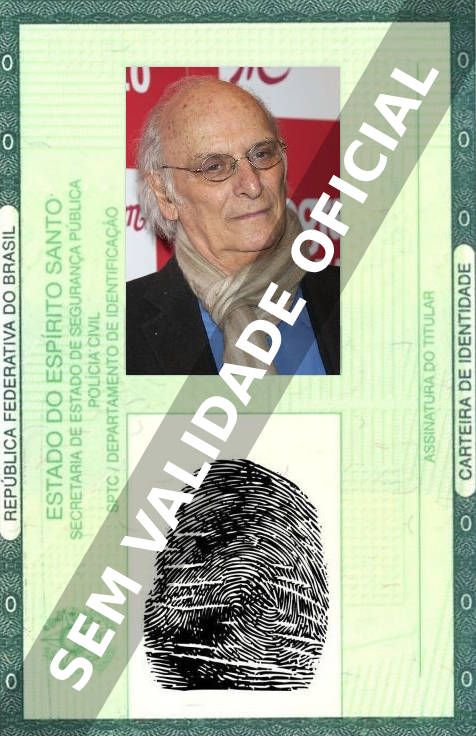 Imagem hipotética representando a carteira de identidade de Carlos Saura