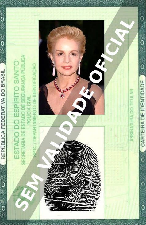 Imagem hipotética representando a carteira de identidade de Carolina Herrera