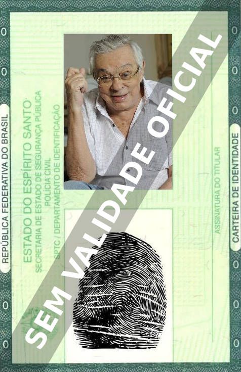Imagem hipotética representando a carteira de identidade de Chico Anysio