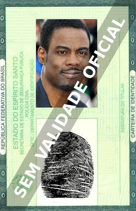 Imagem hipotética representando a carteira de identidade de Chris Rock