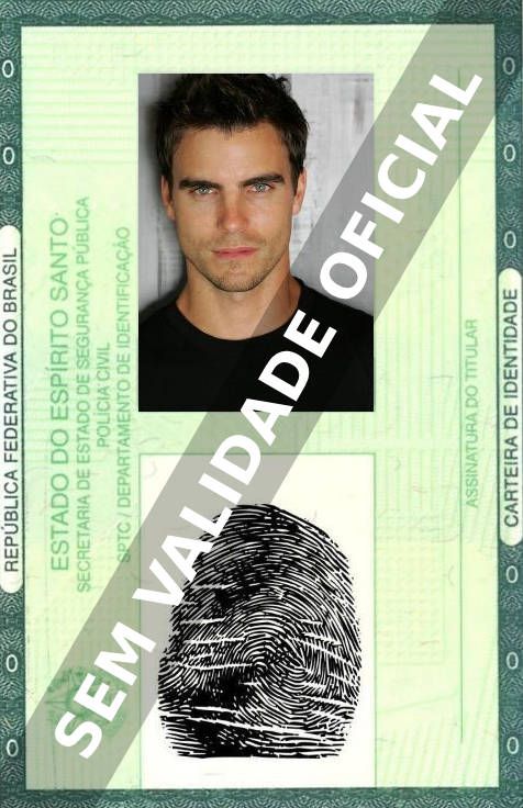 Imagem hipotética representando a carteira de identidade de Colin Egglesfield