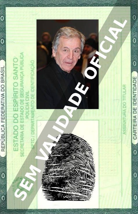 Imagem hipotética representando a carteira de identidade de Costa-Gavras