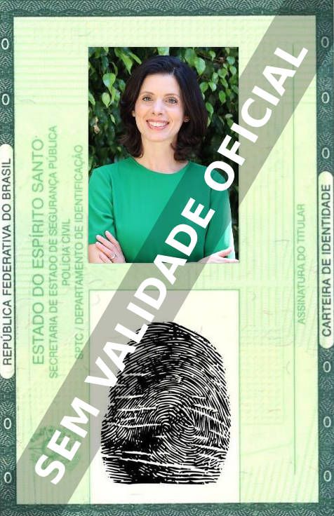 Imagem hipotética representando a carteira de identidade de Daniele Valente