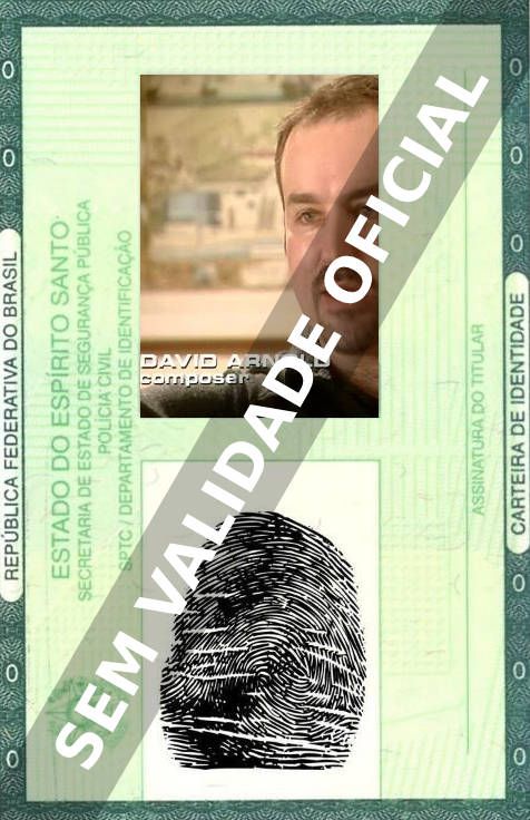 Imagem hipotética representando a carteira de identidade de David Arnold