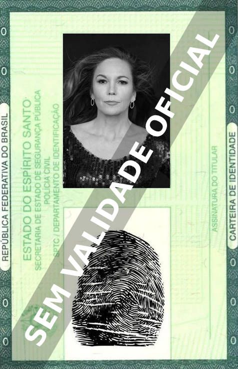 Imagem hipotética representando a carteira de identidade de Diane Lane