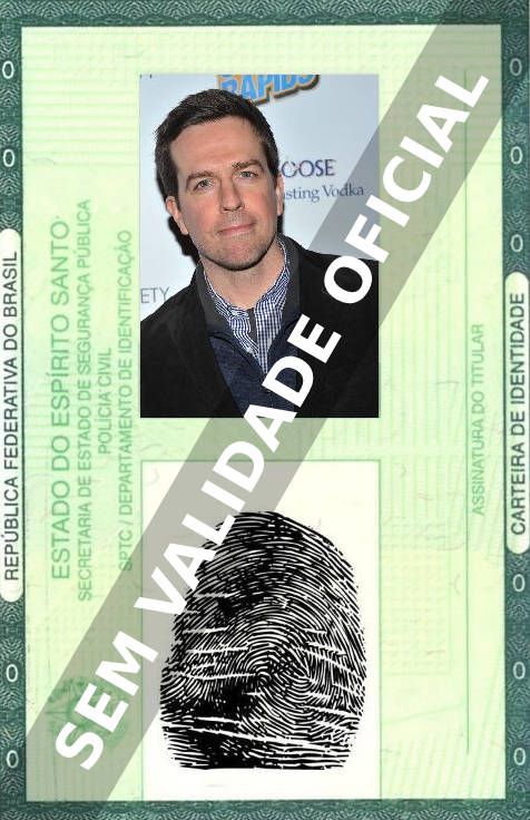 Imagem hipotética representando a carteira de identidade de Ed Helms