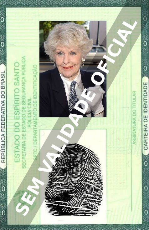 Imagem hipotética representando a carteira de identidade de Elaine Stritch