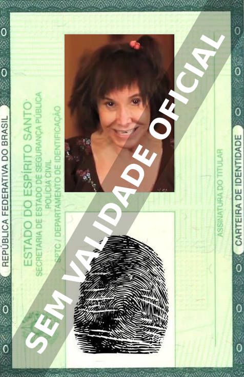 Imagem hipotética representando a carteira de identidade de Florinda Meza
