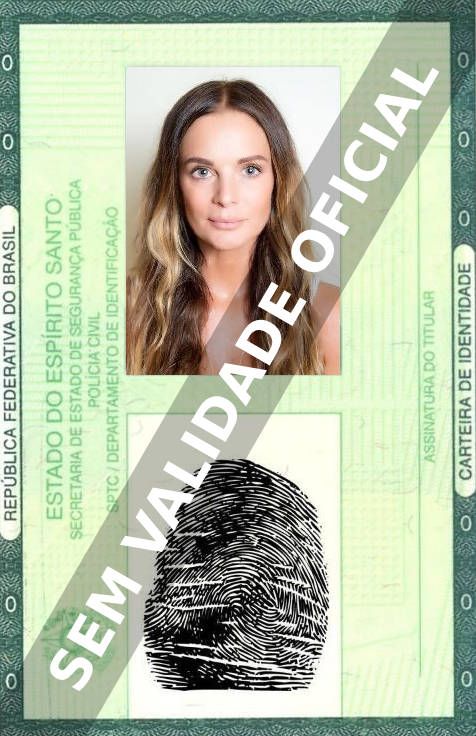 Imagem hipotética representando a carteira de identidade de Gabrielle Anwar