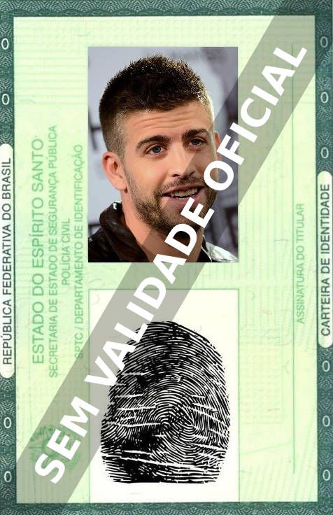 Imagem hipotética representando a carteira de identidade de Gerard Piqué