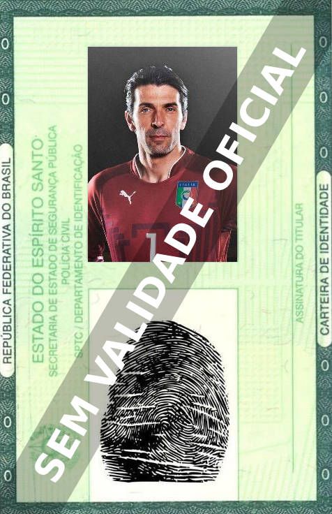 Imagem hipotética representando a carteira de identidade de Gianluigi Buffon