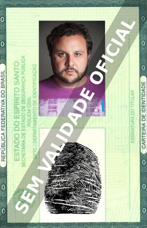 Imagem hipotética representando a carteira de identidade de Guilherme de Franco