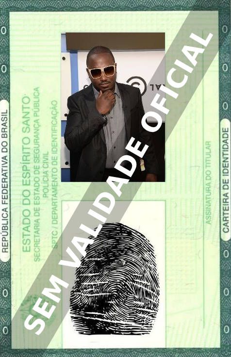 Imagem hipotética representando a carteira de identidade de Hannibal Buress