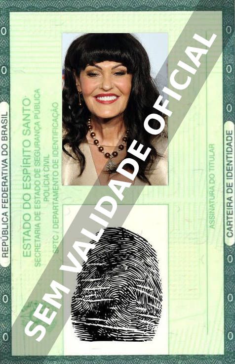 Imagem hipotética representando a carteira de identidade de Hilary Devey