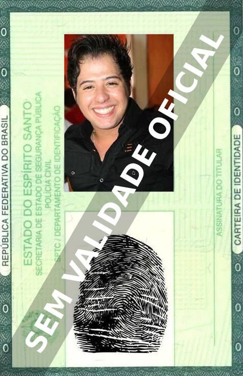 Imagem hipotética representando a carteira de identidade de Hugo Rosa