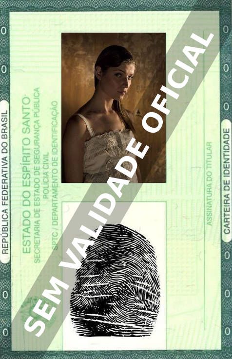 Imagem hipotética representando a carteira de identidade de Ivana Milicevic
