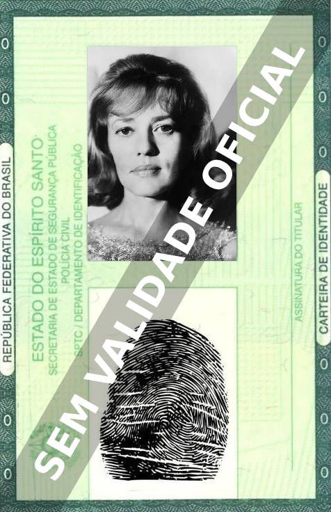 Imagem hipotética representando a carteira de identidade de Jeanne Moreau