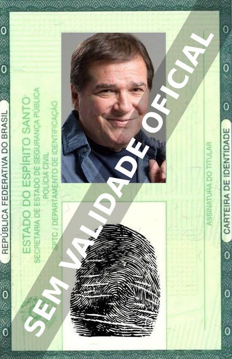Imagem hipotética representando a carteira de identidade de Jerry Adriani