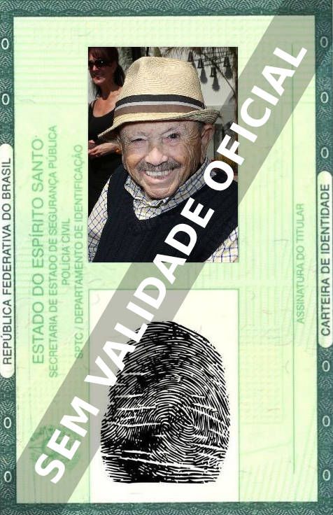 Imagem hipotética representando a carteira de identidade de Jerry Maren
